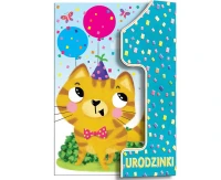 Greeting Card Card A5 with flap, kitty, 
first birthday, 1 pc.